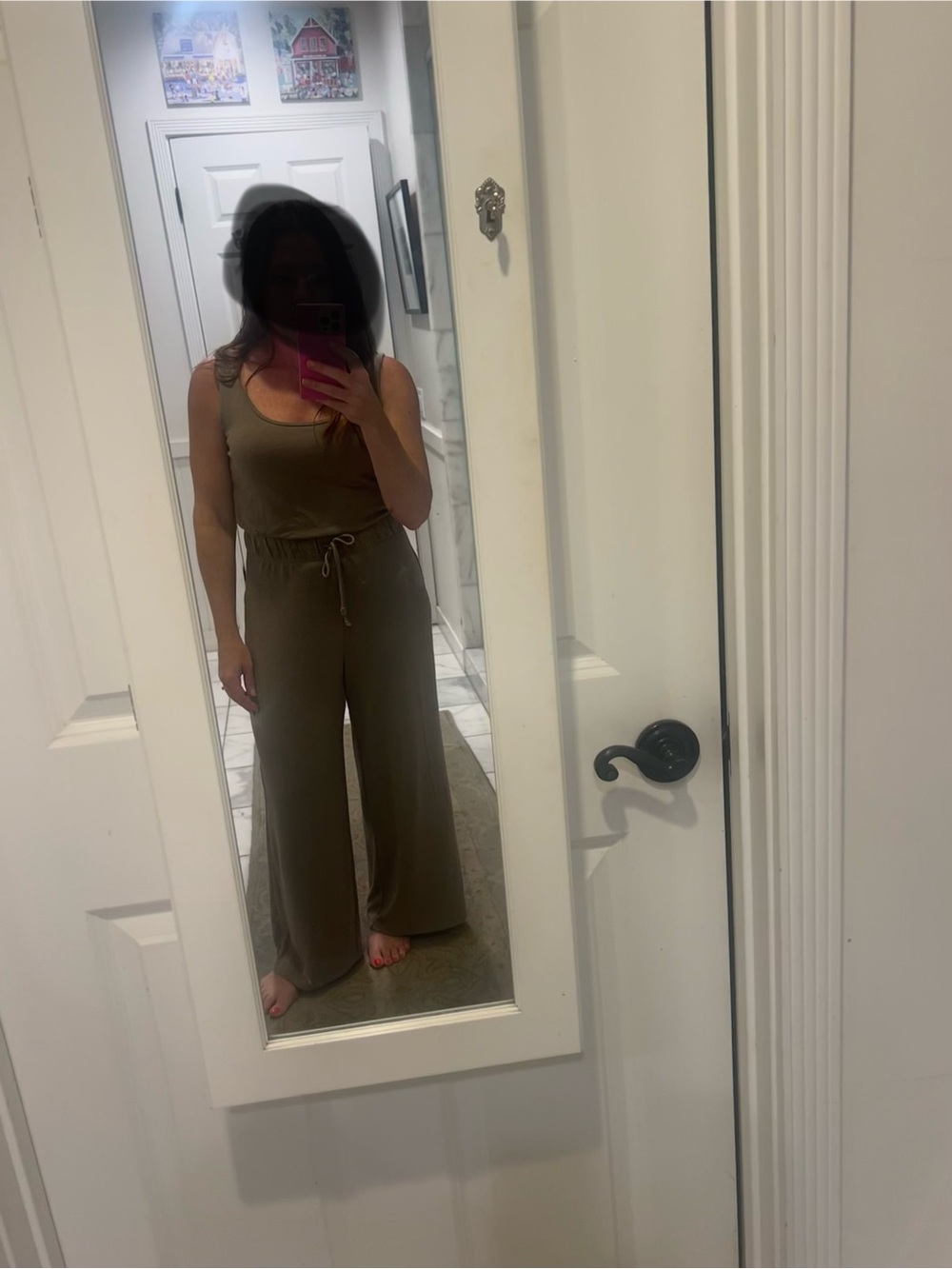 Abercrombie & Fitch Olive Green Sleeveless Wide-Leg Jumpsuit